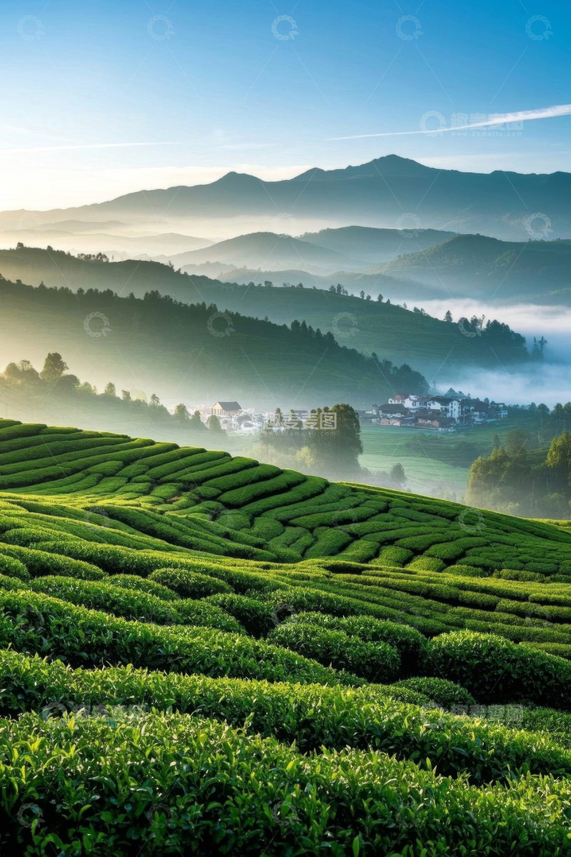 高清大图下载【趣麦麦图】山间茶园自然风光