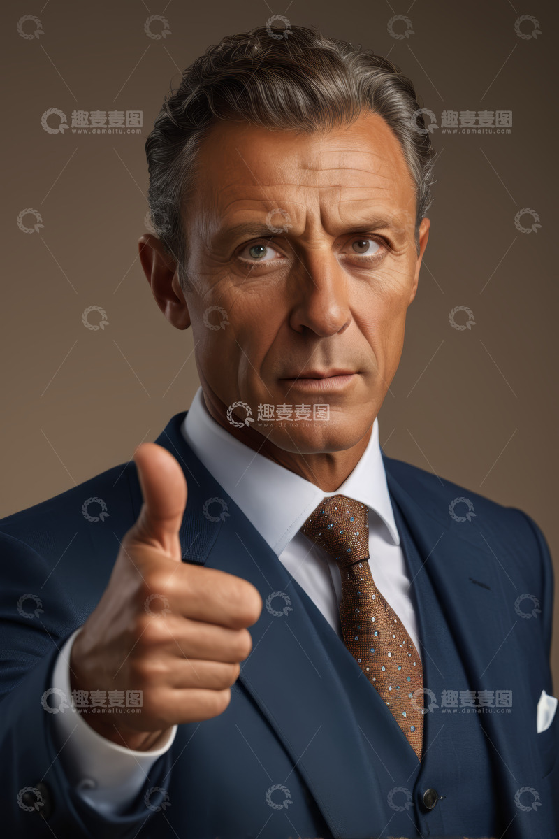 高清大图下载【趣麦麦图】西装男士竖大拇指特写