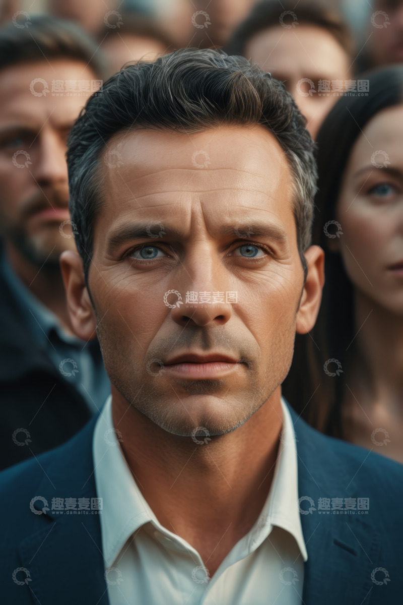 高清大图下载【趣麦麦图】西装男子人群前特写