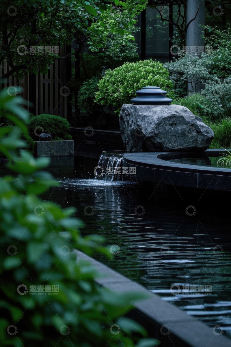 高清大图下载【趣麦麦图】园林景观中的水景与绿植
