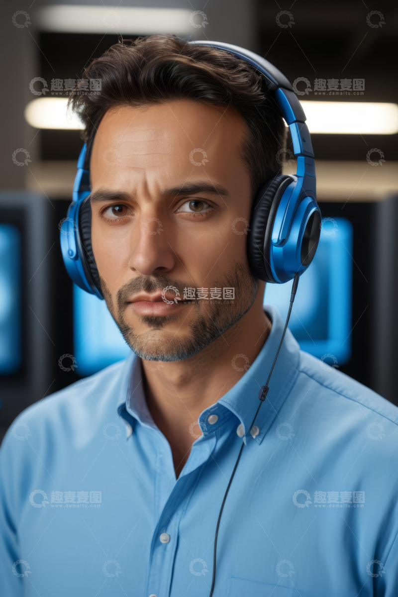 高清大图下载【趣麦麦图】戴耳机的男士商务形象