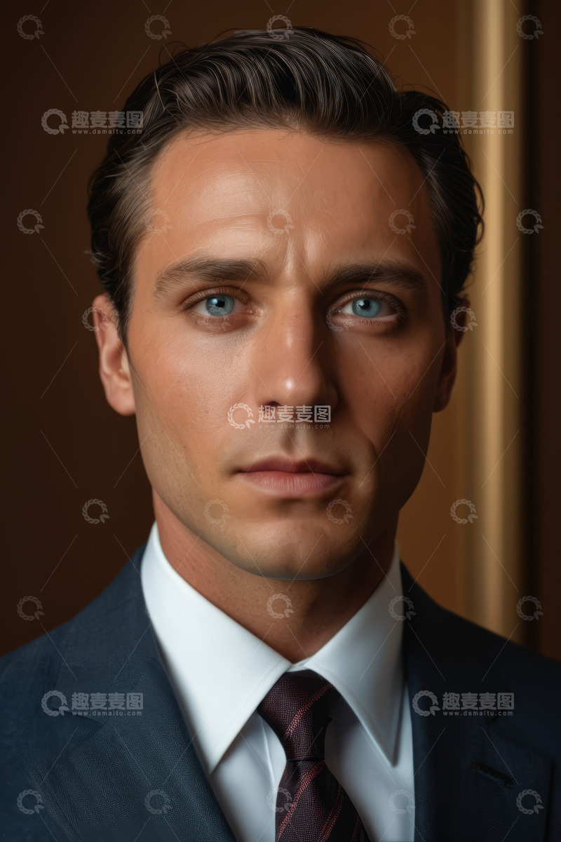 高清大图下载【趣麦麦图】西装男士蓝眼睛特写