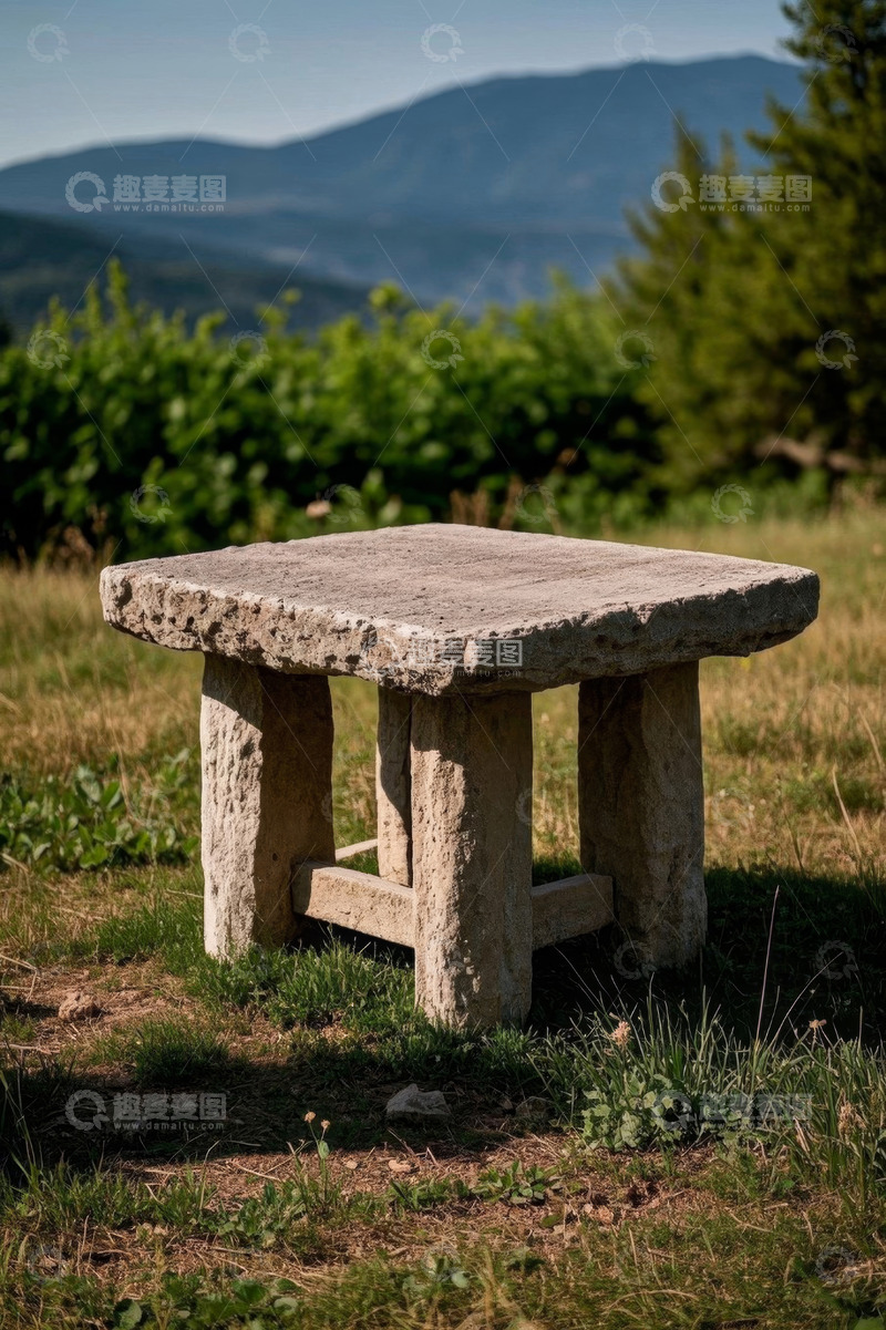 高清大图下载【趣麦麦图】草地中的石桌自然风光