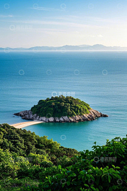 海上小岛自然风光全景