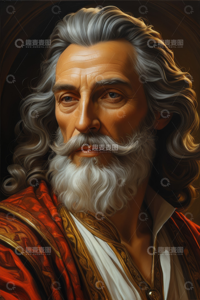高清大图下载【趣麦麦图】白发长须老者肖像