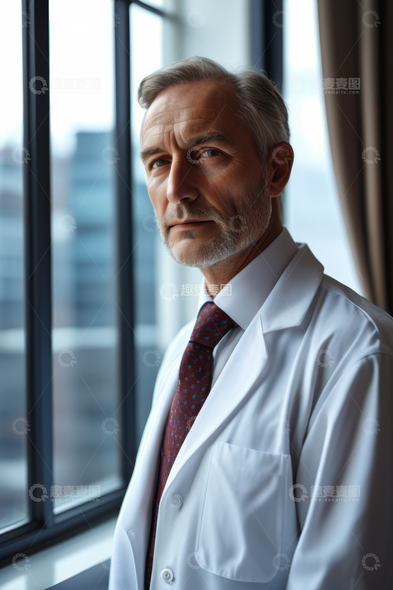 高清大图下载【趣麦麦图】身着白大褂的成熟男性医生