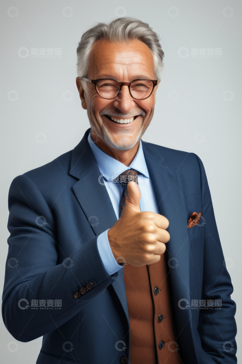 高清大图下载【趣麦麦图】西装男士微笑竖大拇指