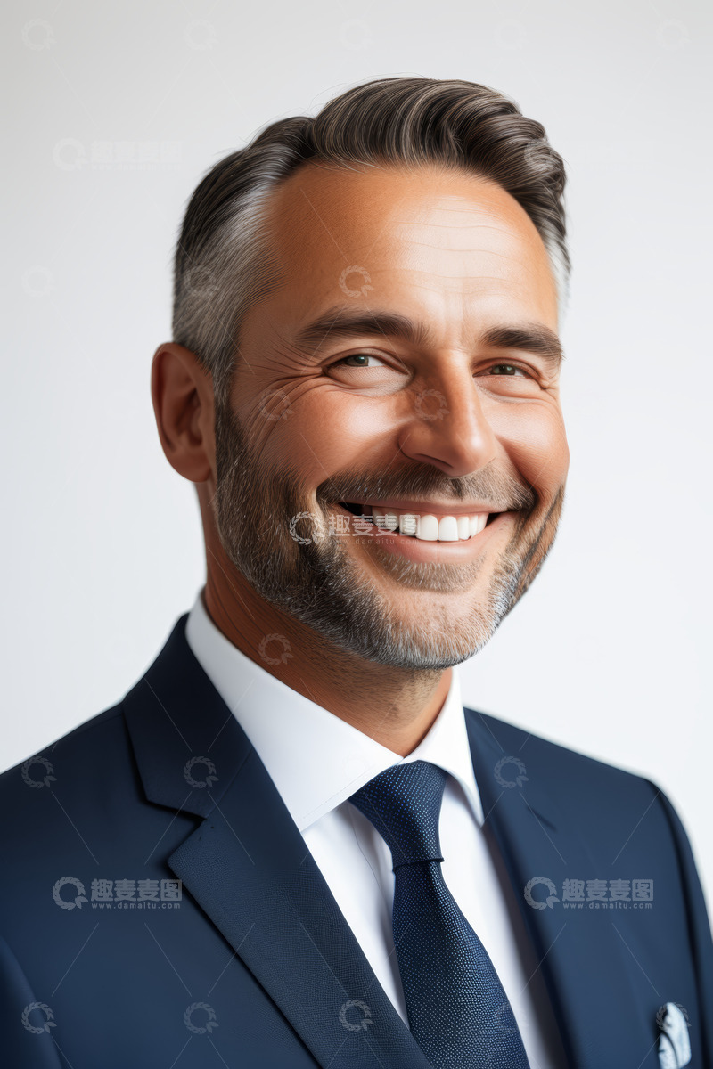 高清大图下载【趣麦麦图】穿着西装微笑的商务男士