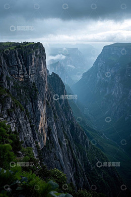 壮丽山脉峡谷自然风光