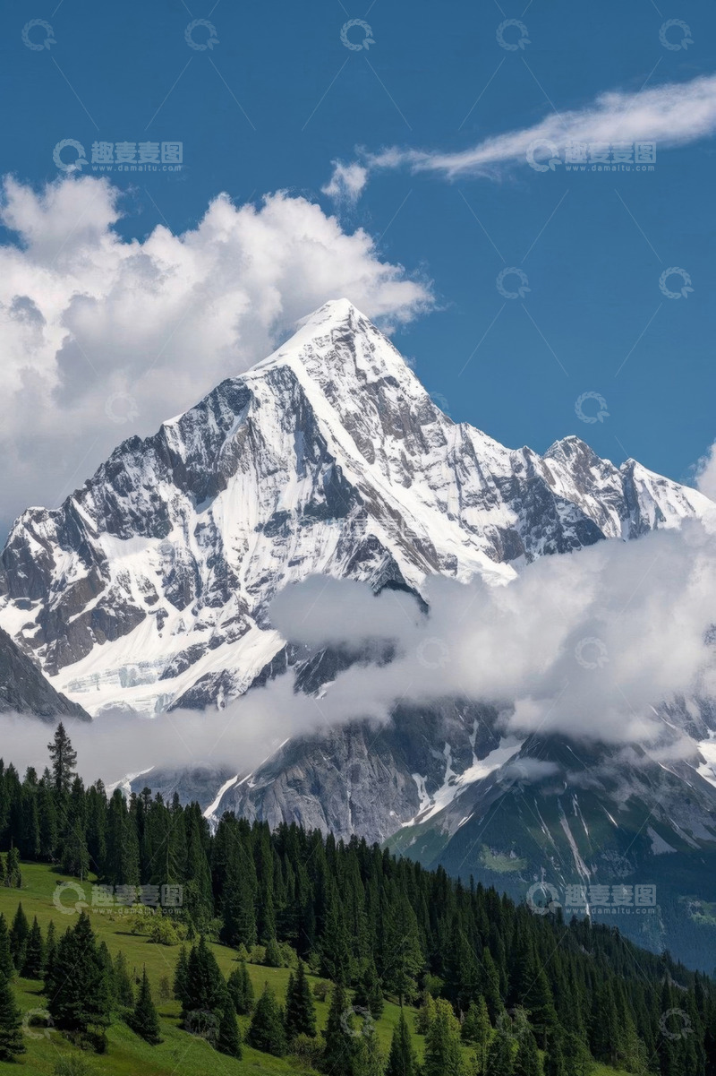高清大图下载【趣麦麦图】雪山森林自然风光景象