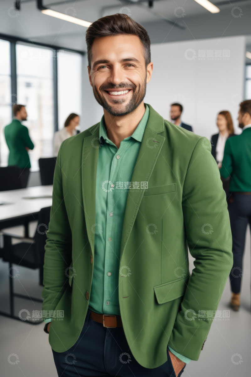 高清大图下载【趣麦麦图】商务男士在办公室微笑站立