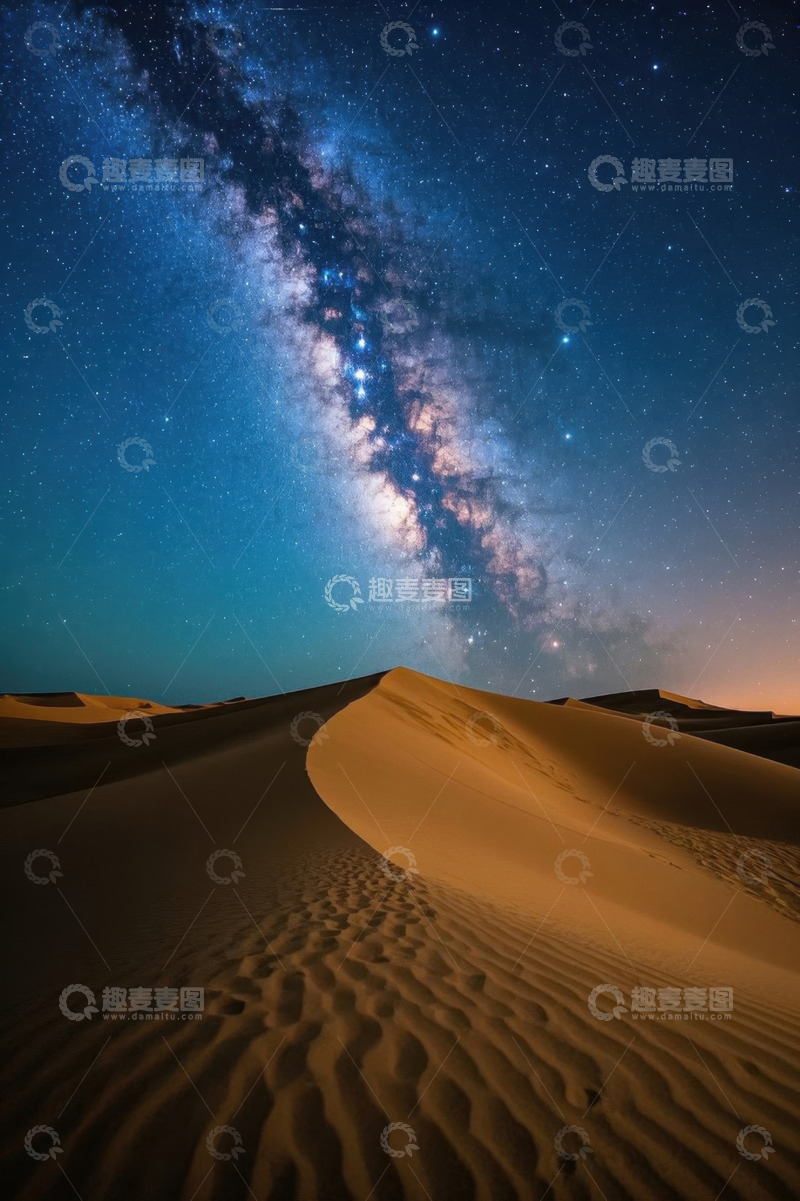 高清大图下载【趣麦麦图】沙漠夜空下的璀璨星河