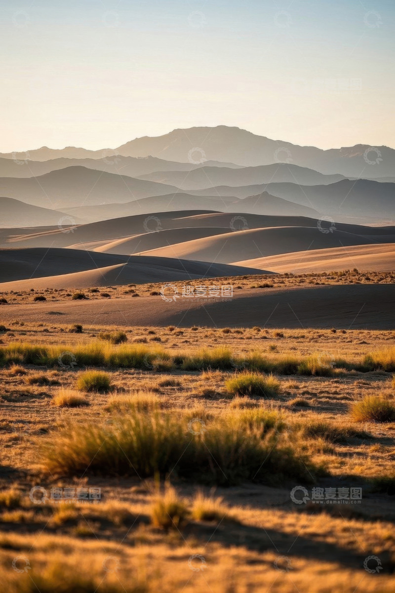 高清大图下载【趣麦麦图】沙漠与远山自然风光