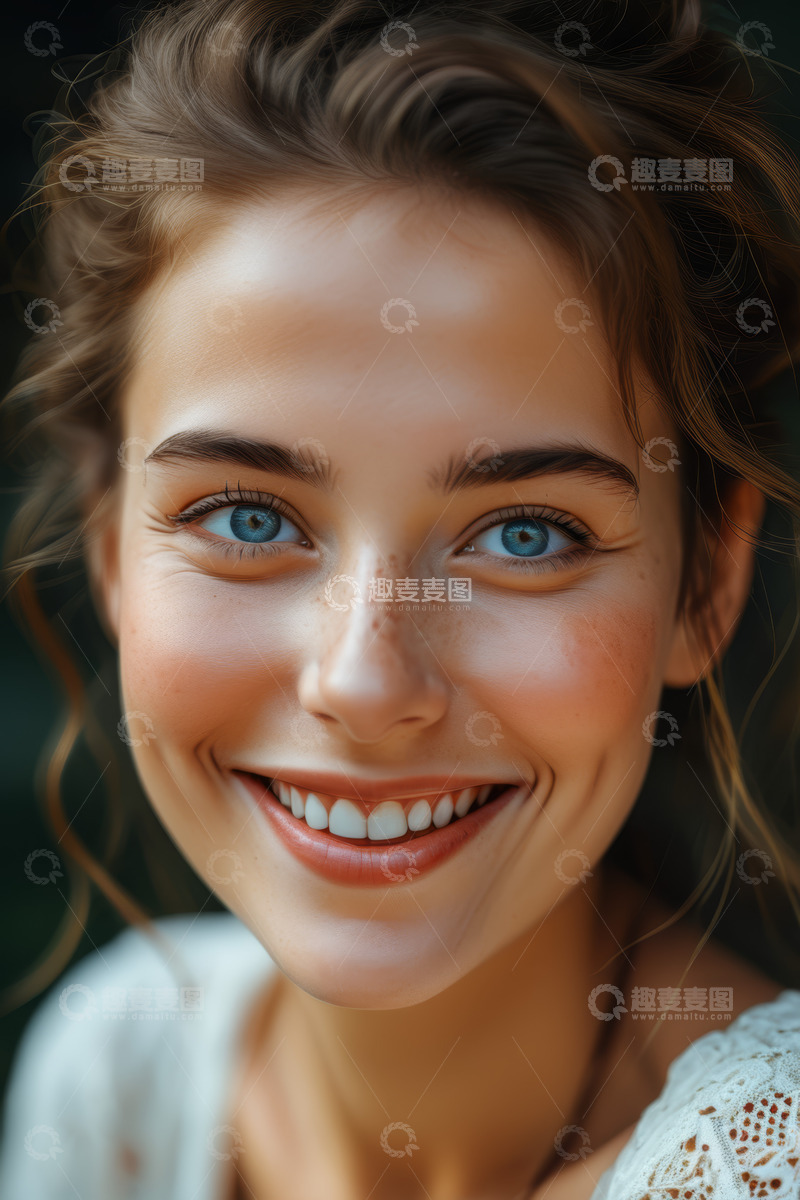 高清大图下载【趣麦麦图】微笑女孩特写肖像