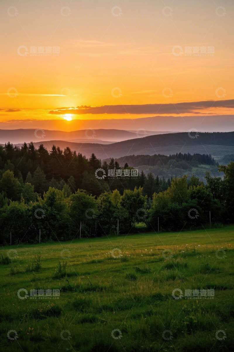 高清大图下载【趣麦麦图】山林间日落自然景观