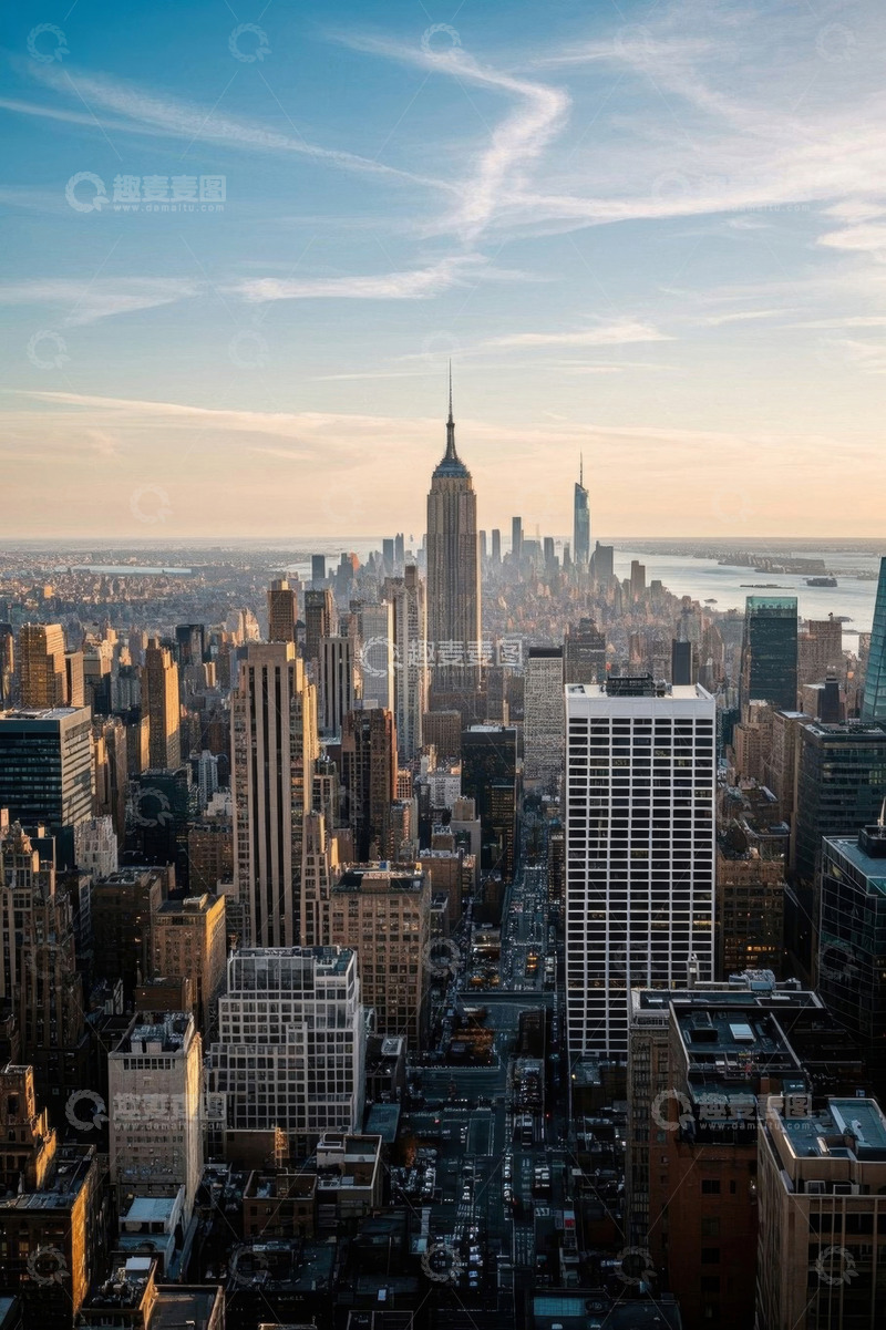 高清大图下载【趣麦麦图】纽约曼哈顿城市建筑全景