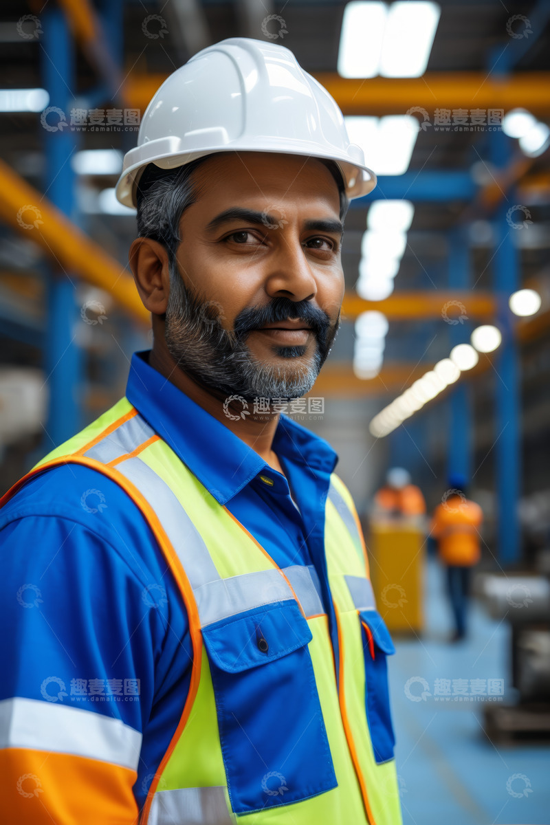 高清大图下载【趣麦麦图】工厂工人穿戴安全装备肖像