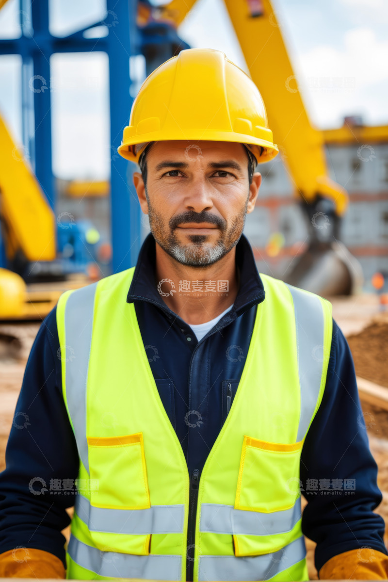 高清大图下载【趣麦麦图】工地工人近景肖像