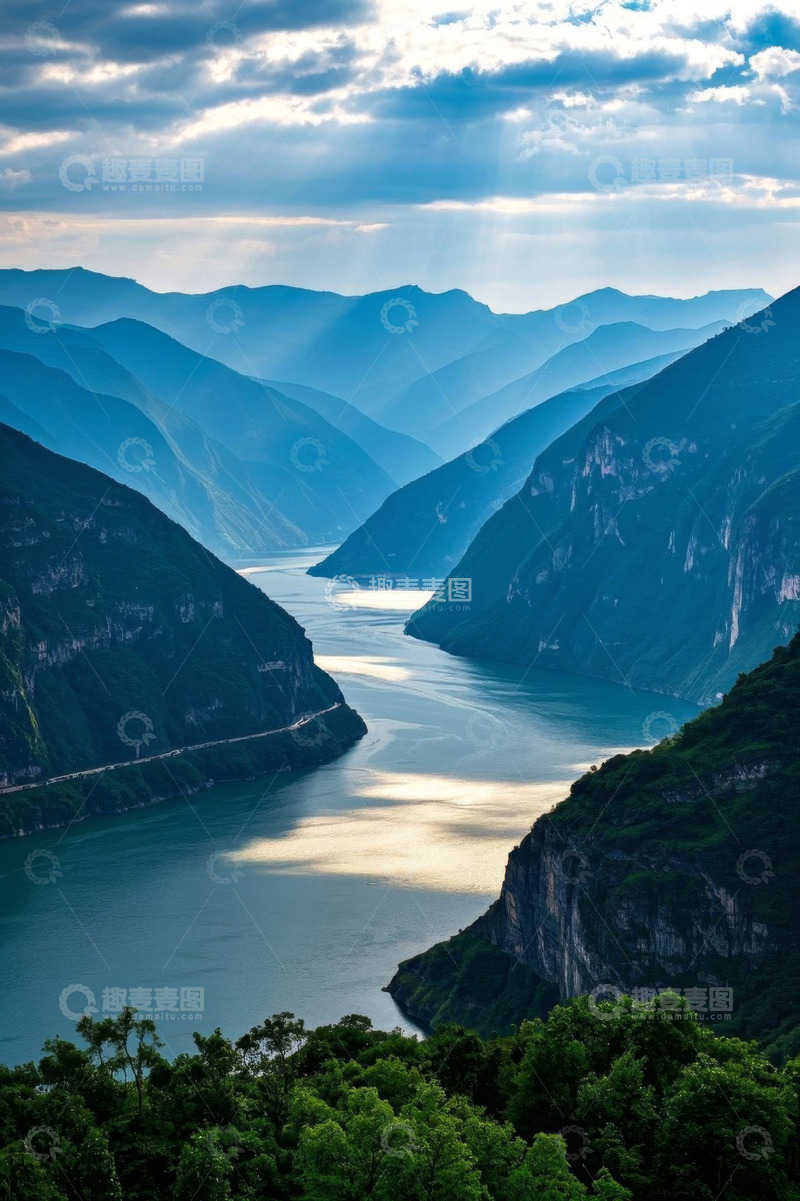 高清大图下载【趣麦麦图】山水间河流自然风光