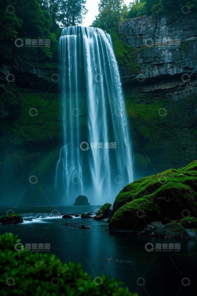 高清大图下载【趣麦麦图】自然风光中的瀑布景观