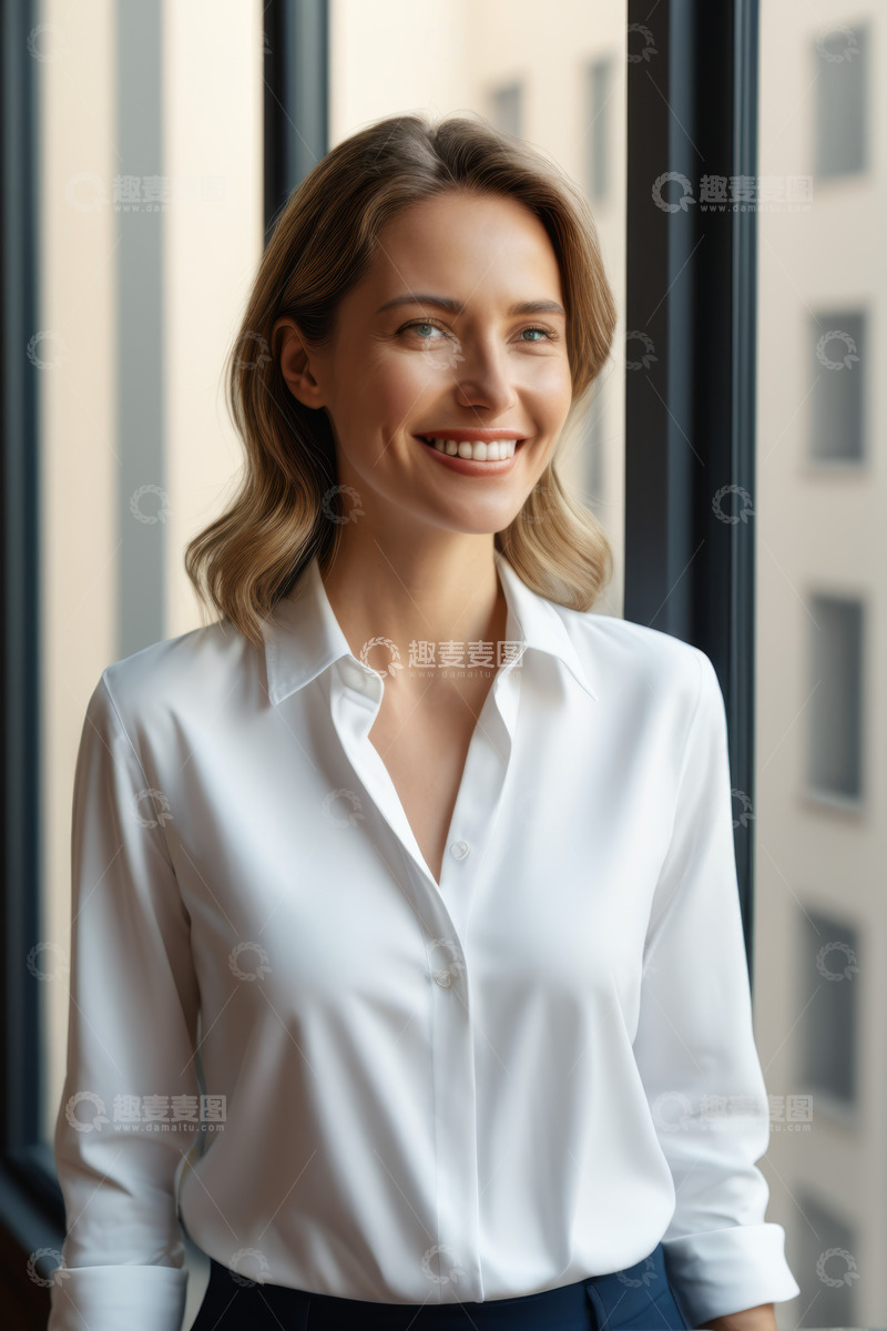 高清大图下载【趣麦麦图】微笑女商人办公场景