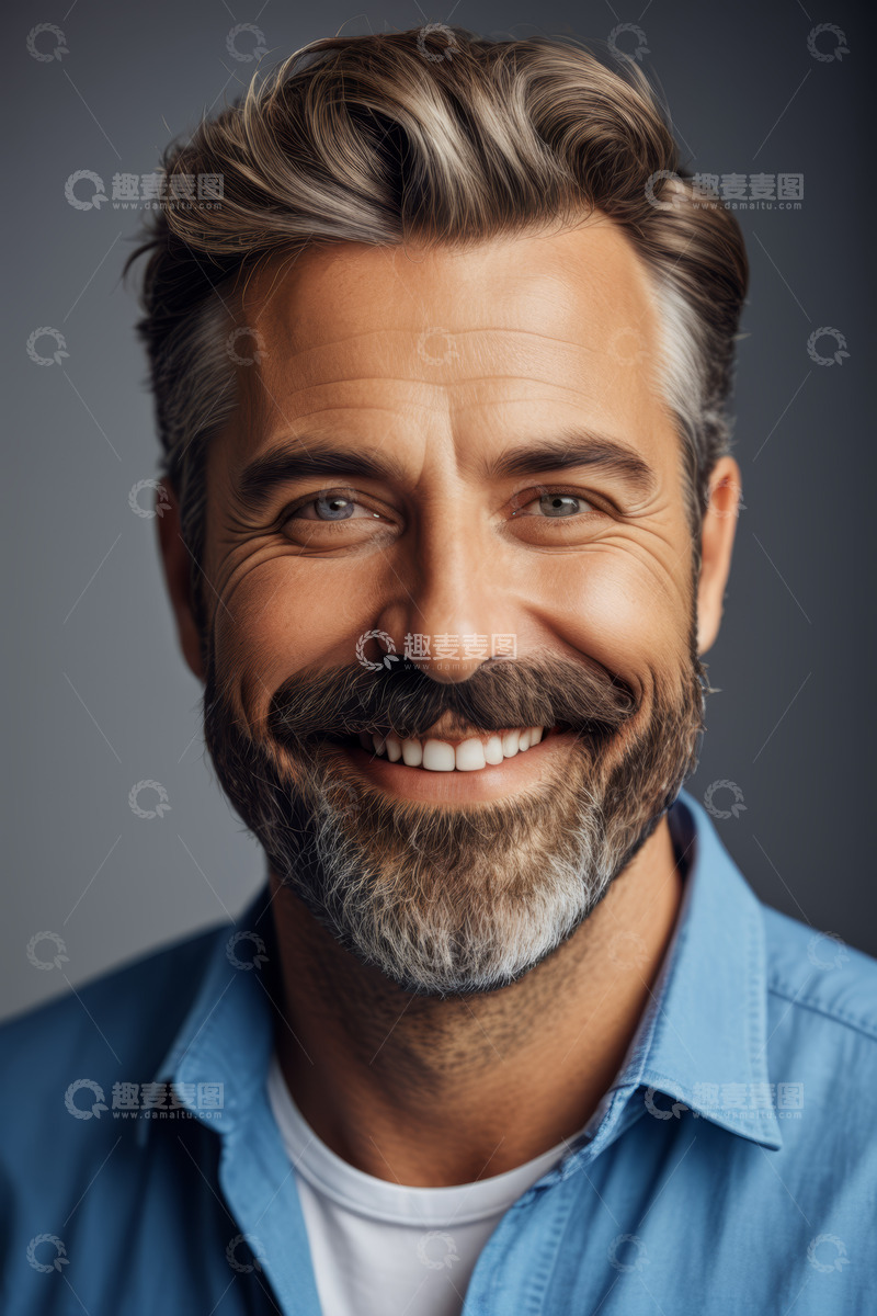 高清大图下载【趣麦麦图】微笑中年男子肖像