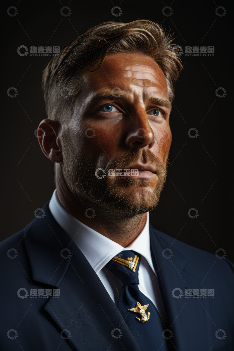 高清大图下载【趣麦麦图】身着制服的男性人物肖像