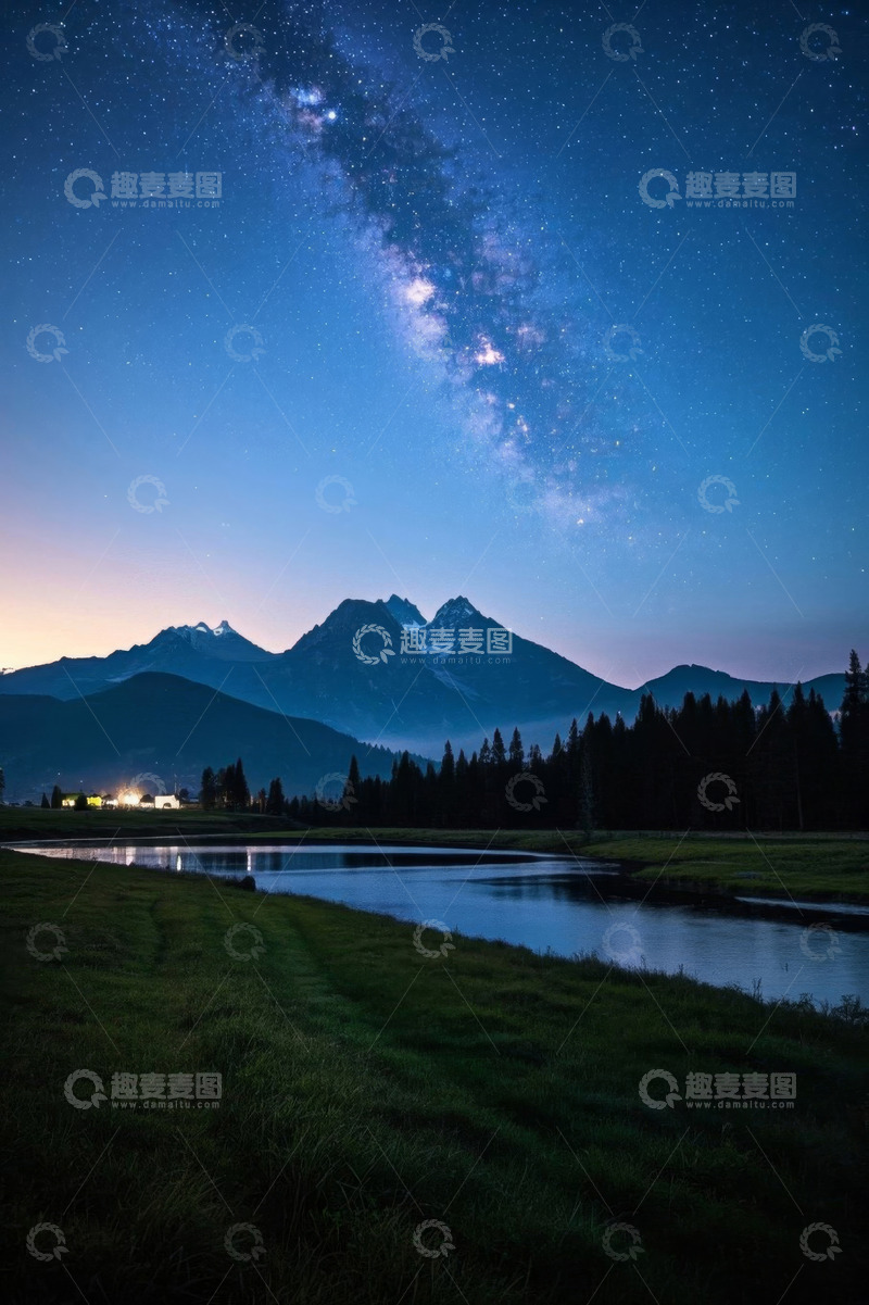 高清大图下载【趣麦麦图】山间星河夜景自然风光