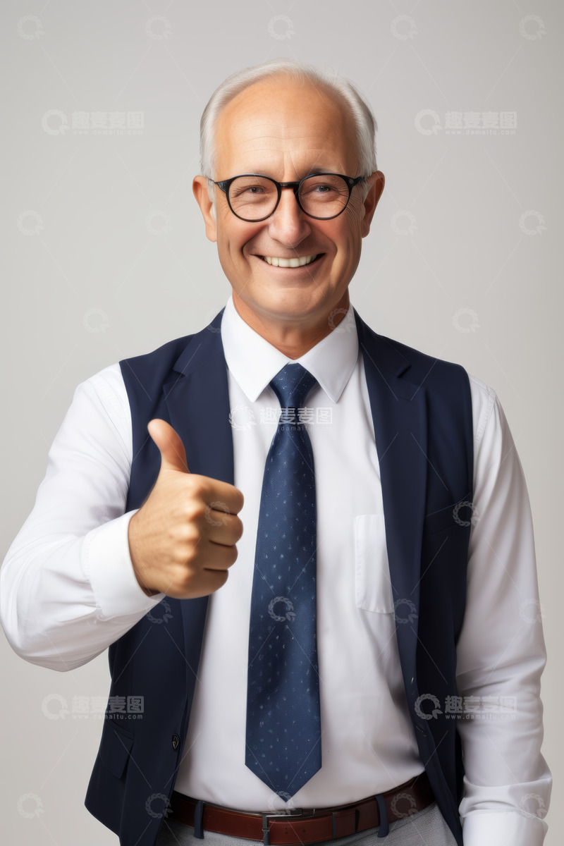 高清大图下载【趣麦麦图】商务男士微笑竖大拇指肖像