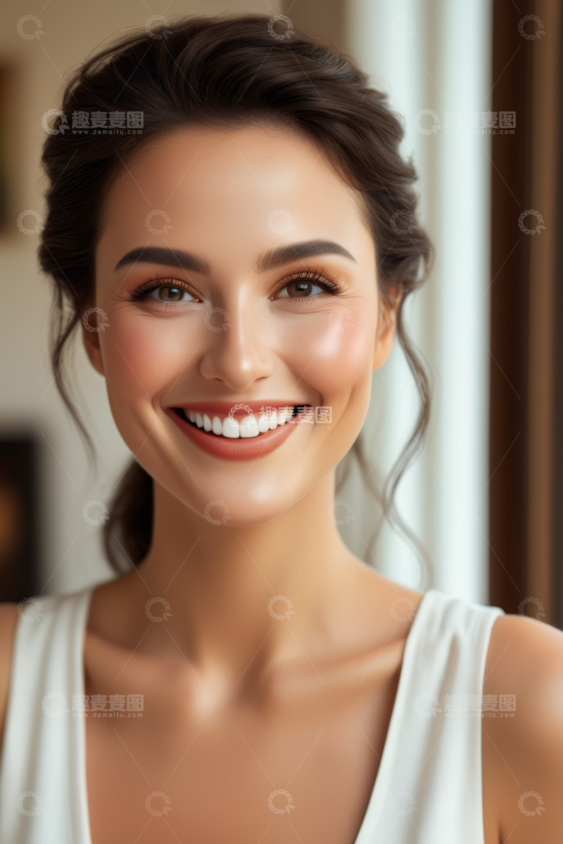 高清大图下载【趣麦麦图】微笑年轻女性肖像