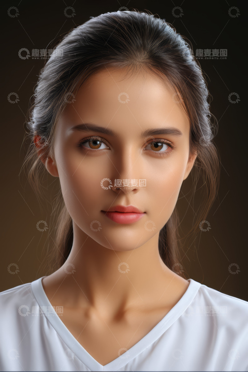 高清大图下载【趣麦麦图】年轻女性面部特写肖像