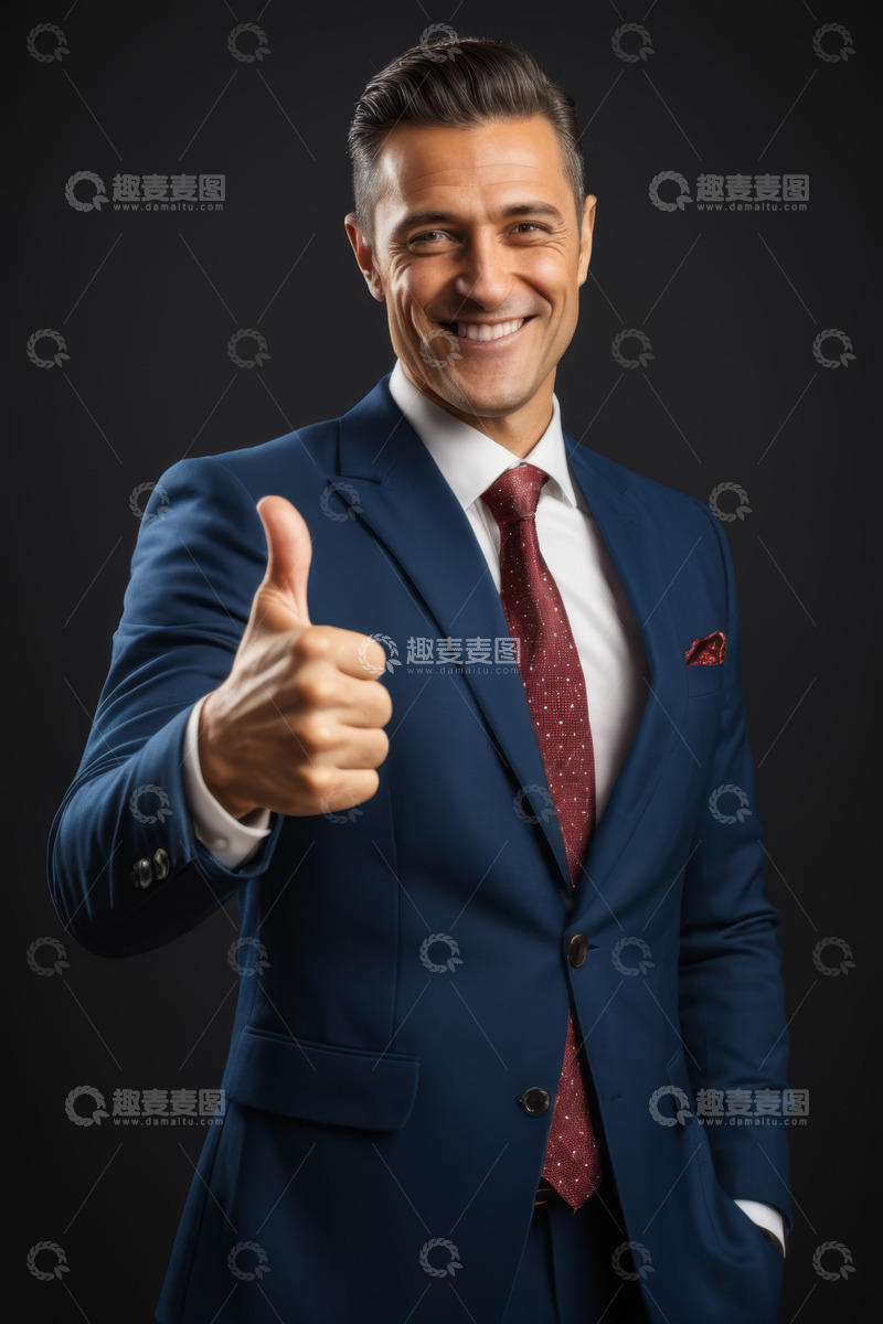 高清大图下载【趣麦麦图】穿着西装的男士竖大拇指