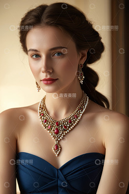 佩戴珠宝首饰的时尚女子