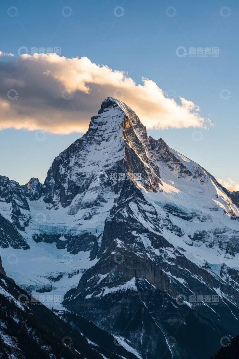 高清大图下载【趣麦麦图】阿尔卑斯山壮丽雪山景观