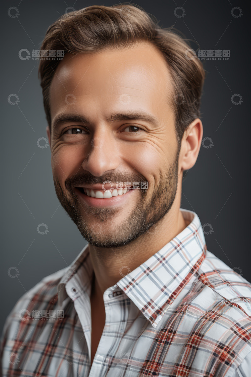 高清大图下载【趣麦麦图】微笑男士肖像特写