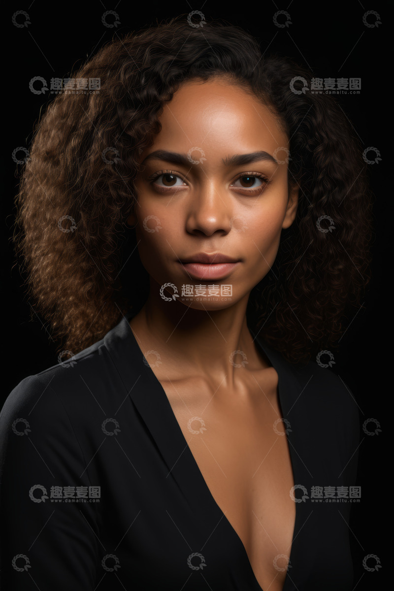 高清大图下载【趣麦麦图】非洲裔女性正面肖像