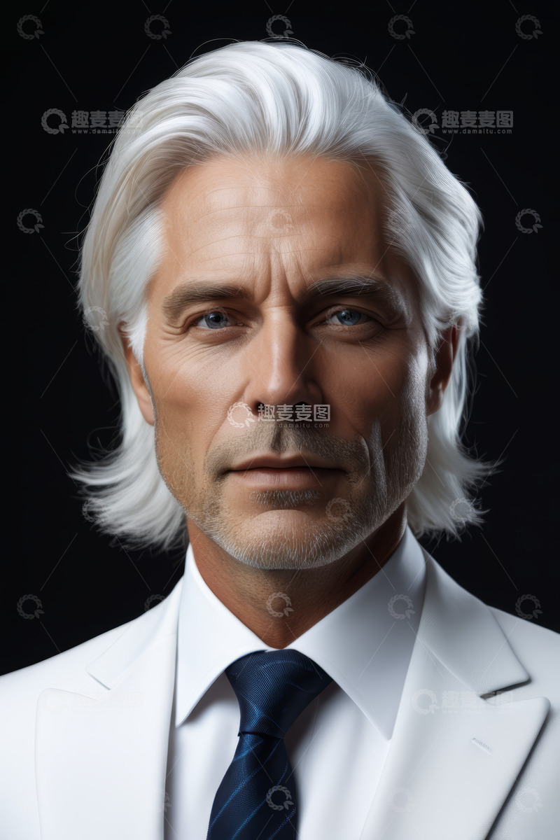 高清大图下载【趣麦麦图】白发西装男士肖像