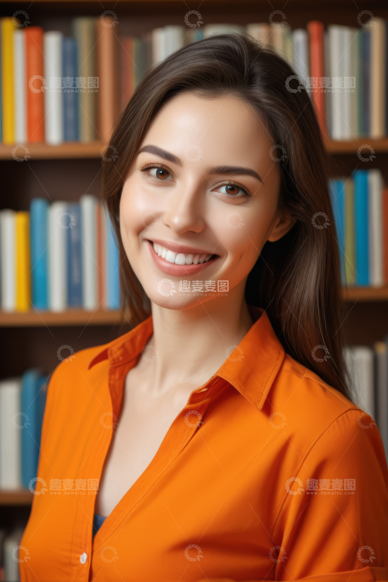 高清大图下载【趣麦麦图】微笑女子半身肖像