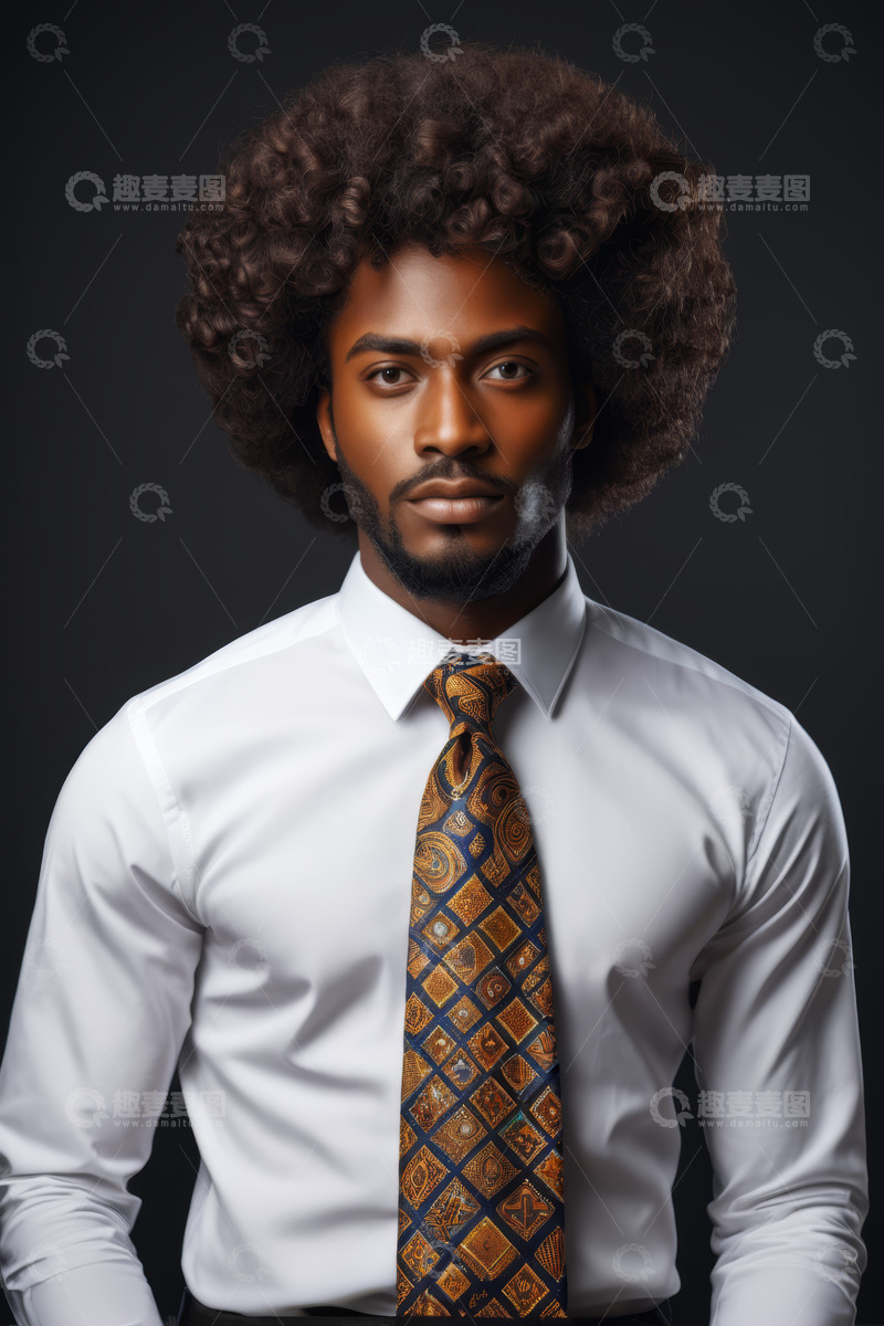 高清大图下载【趣麦麦图】身着正装的非洲裔男子肖像