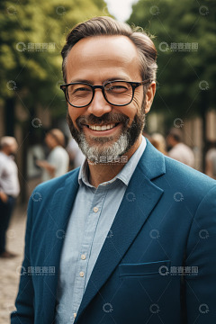 户外微笑的西装男士肖像
