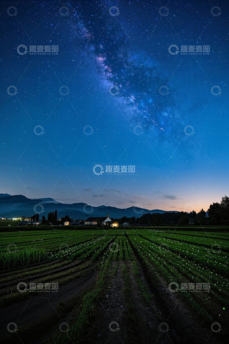 高清大图下载【趣麦麦图】田野星空夜景