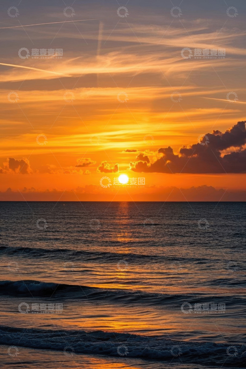 高清大图下载【趣麦麦图】海上日落霞光美景
