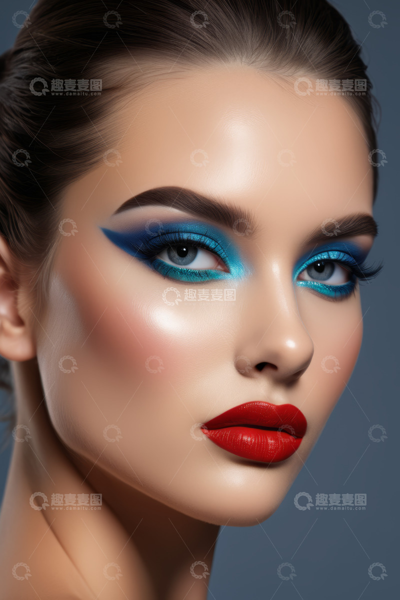 高清大图下载【趣麦麦图】化时尚浓妆的女性面部特写