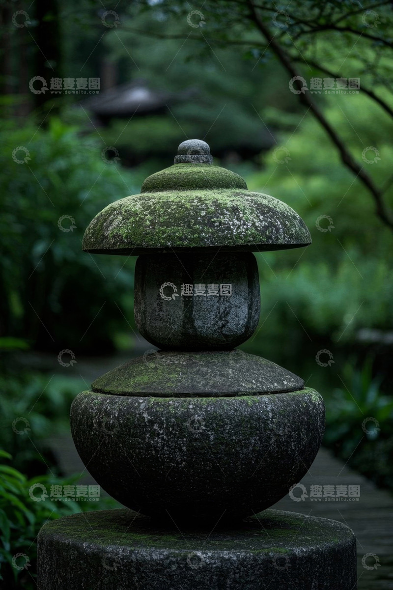 高清大图下载【趣麦麦图】园林中的石灯笼景观