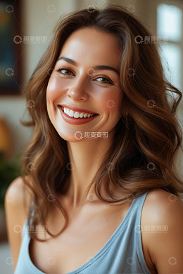 微笑女性人物肖像特写