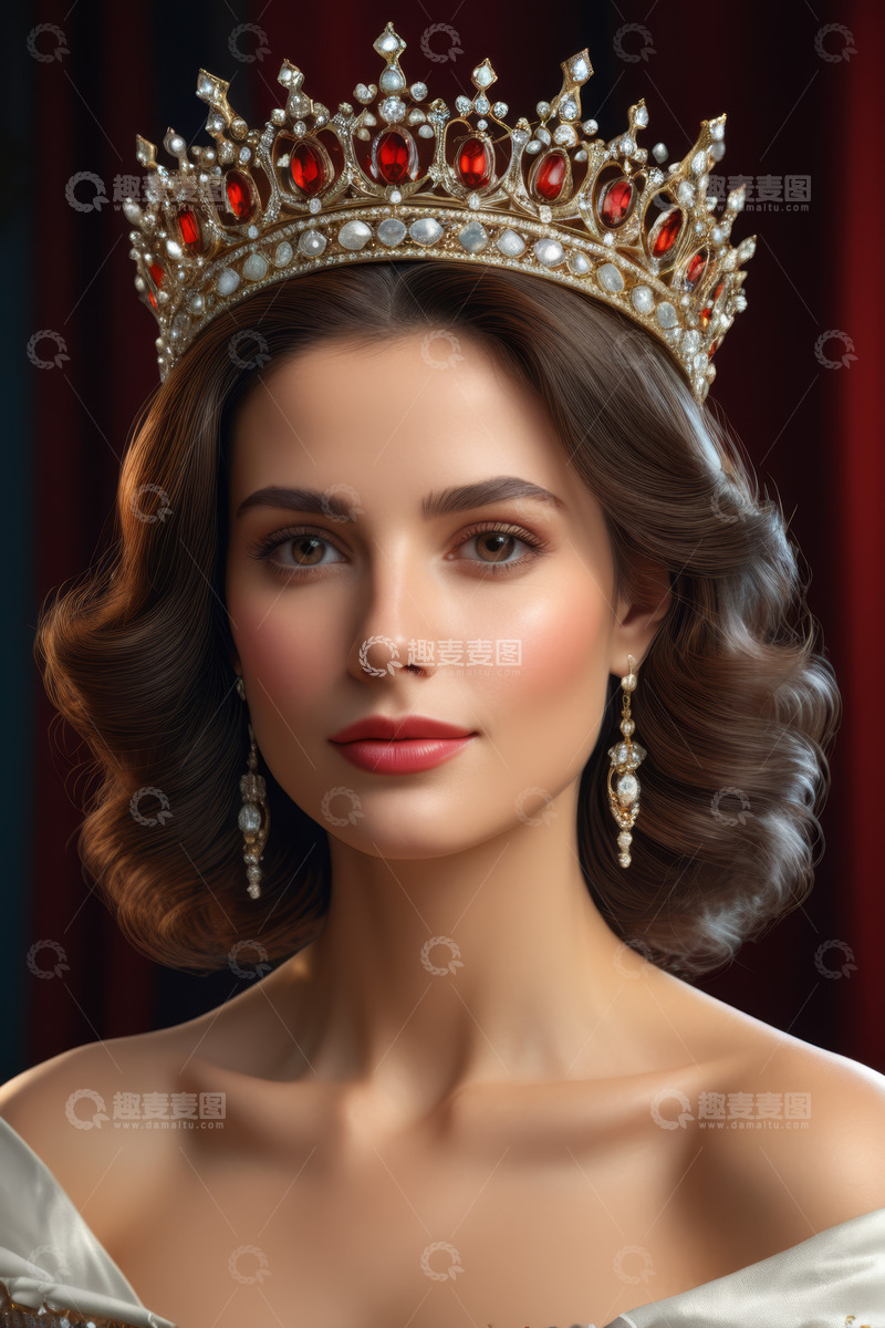 高清大图下载【趣麦麦图】佩戴皇冠的女性肖像