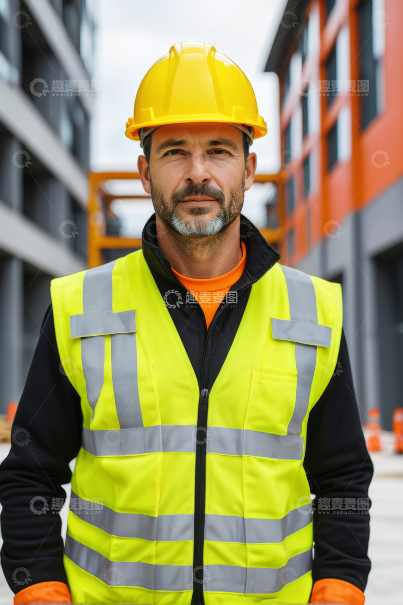 高清大图下载【趣麦麦图】建筑工地工人正面肖像