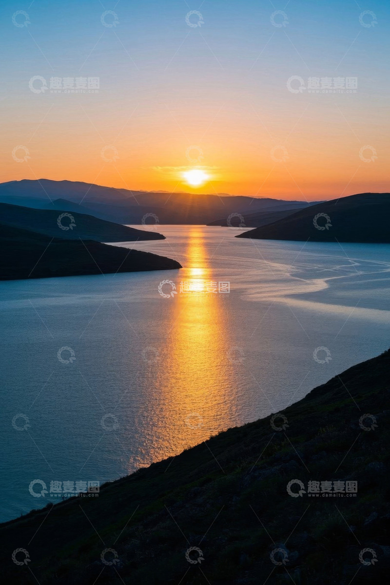 高清大图下载【趣麦麦图】湖泊日出自然风光