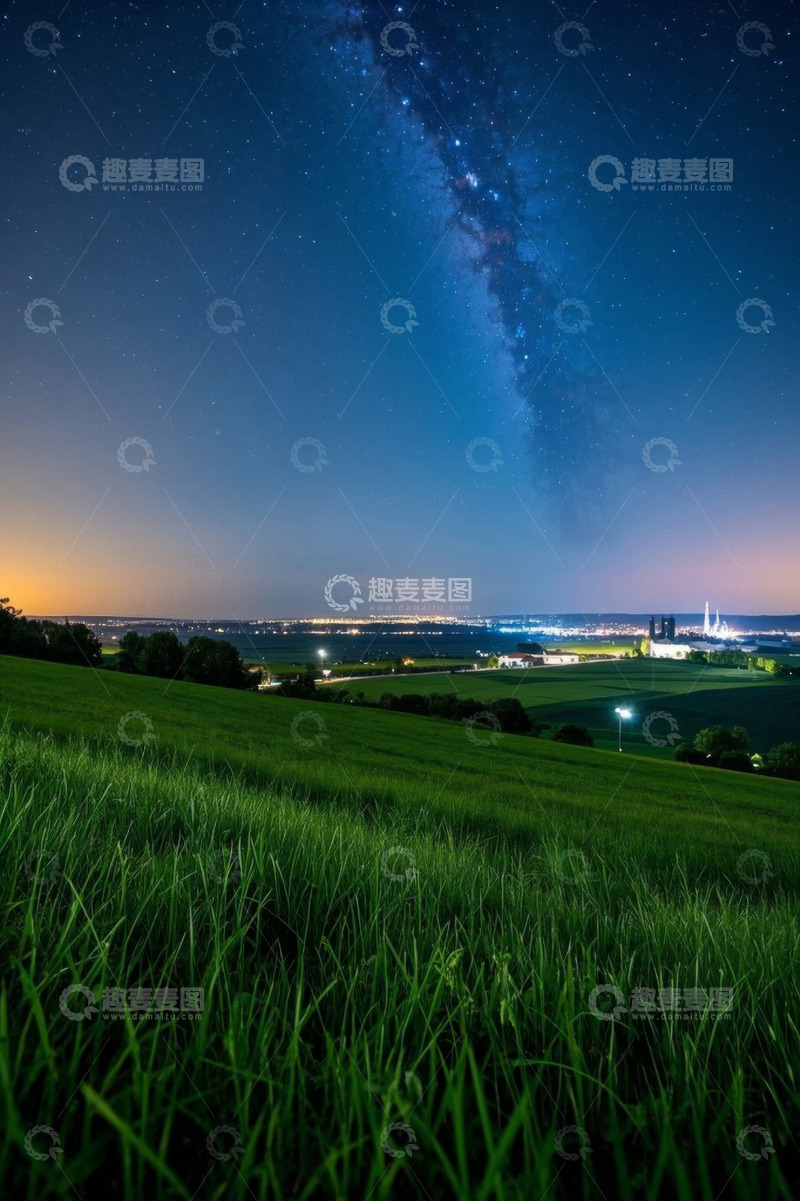高清大图下载【趣麦麦图】草地星空夜景自然风光