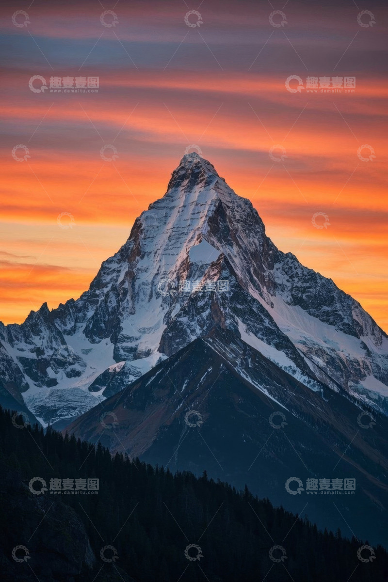 高清大图下载【趣麦麦图】雪山日出自然风光景色